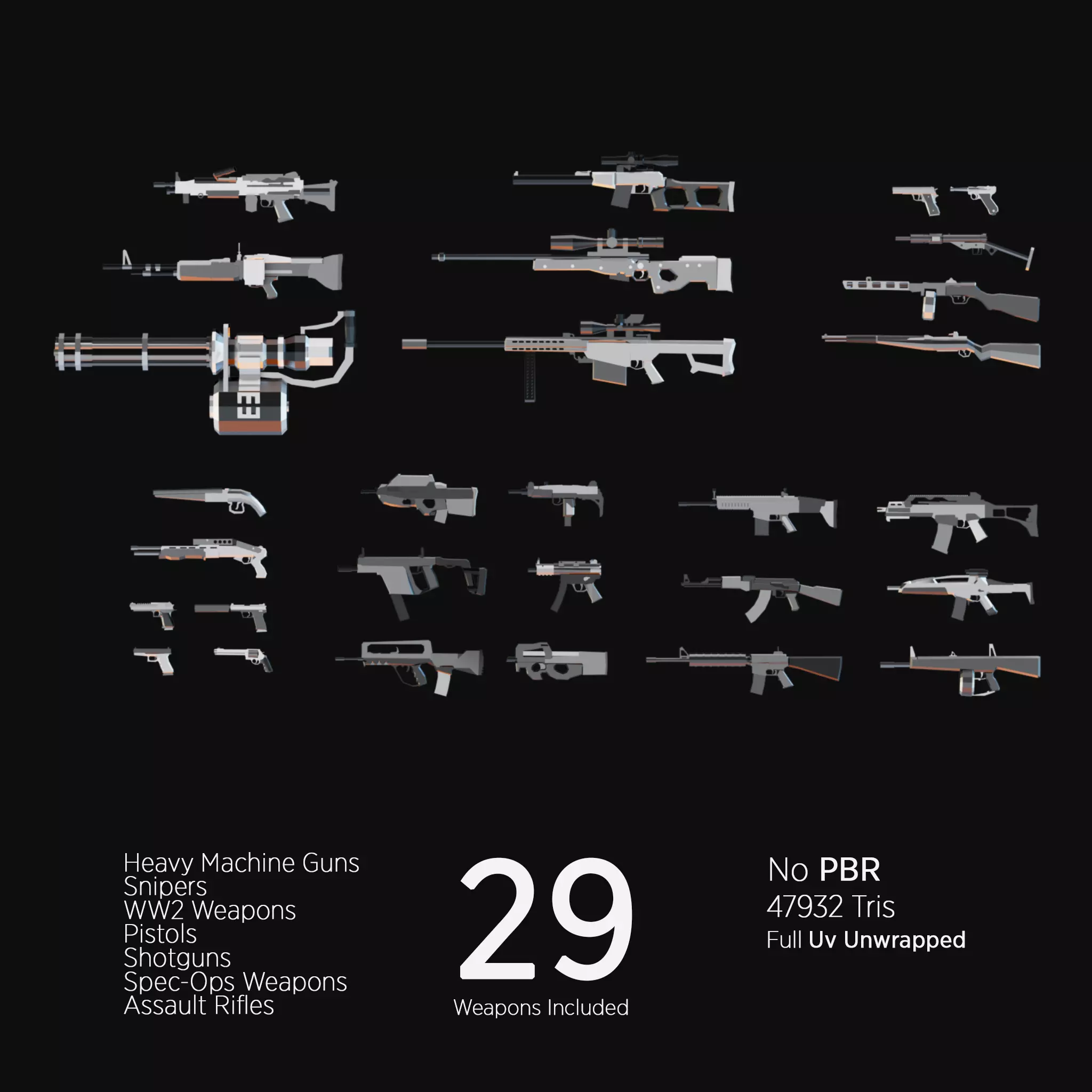 Low Poly Weapon Asset Pack Free low-poly 3D model_0