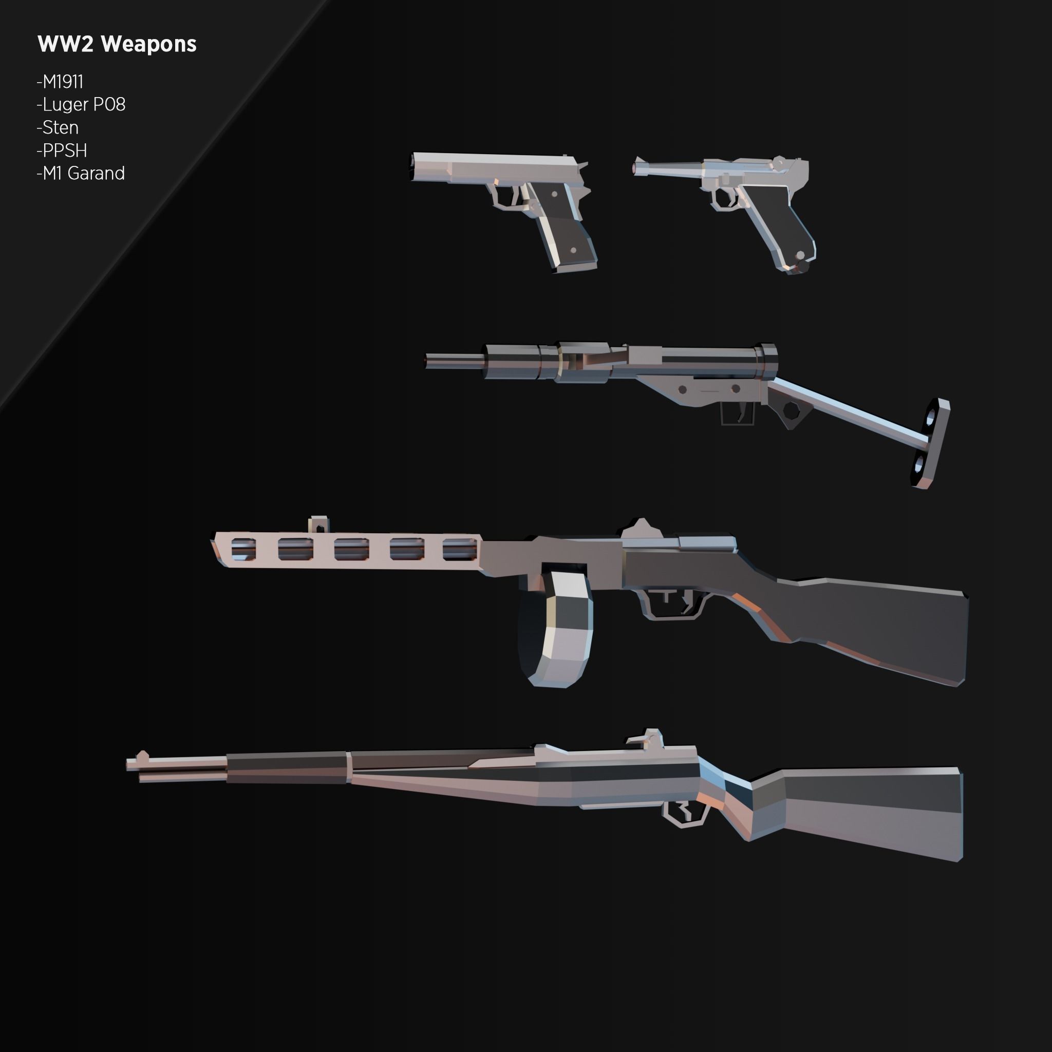 Low Poly Weapon Asset Pack Free low-poly 3D model_4