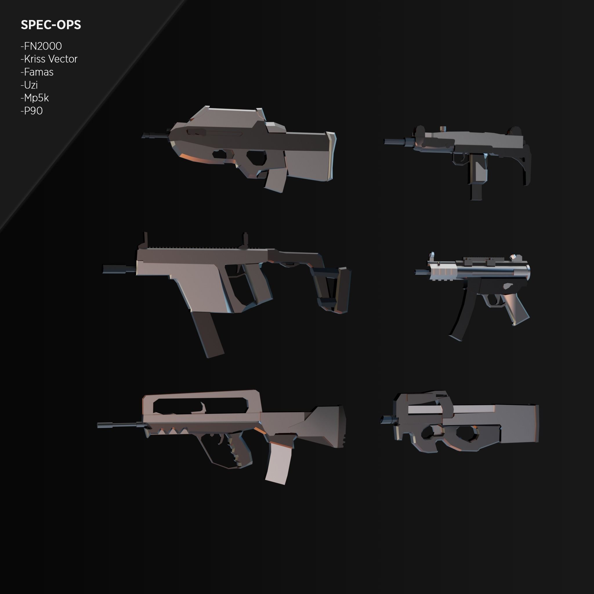 Low Poly Weapon Asset Pack Free low-poly 3D model_6