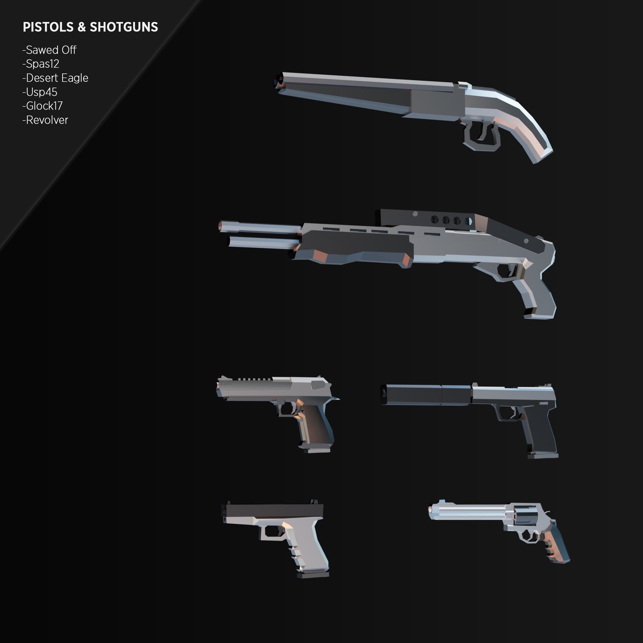 Low Poly Weapon Asset Pack Free low-poly 3D model_5