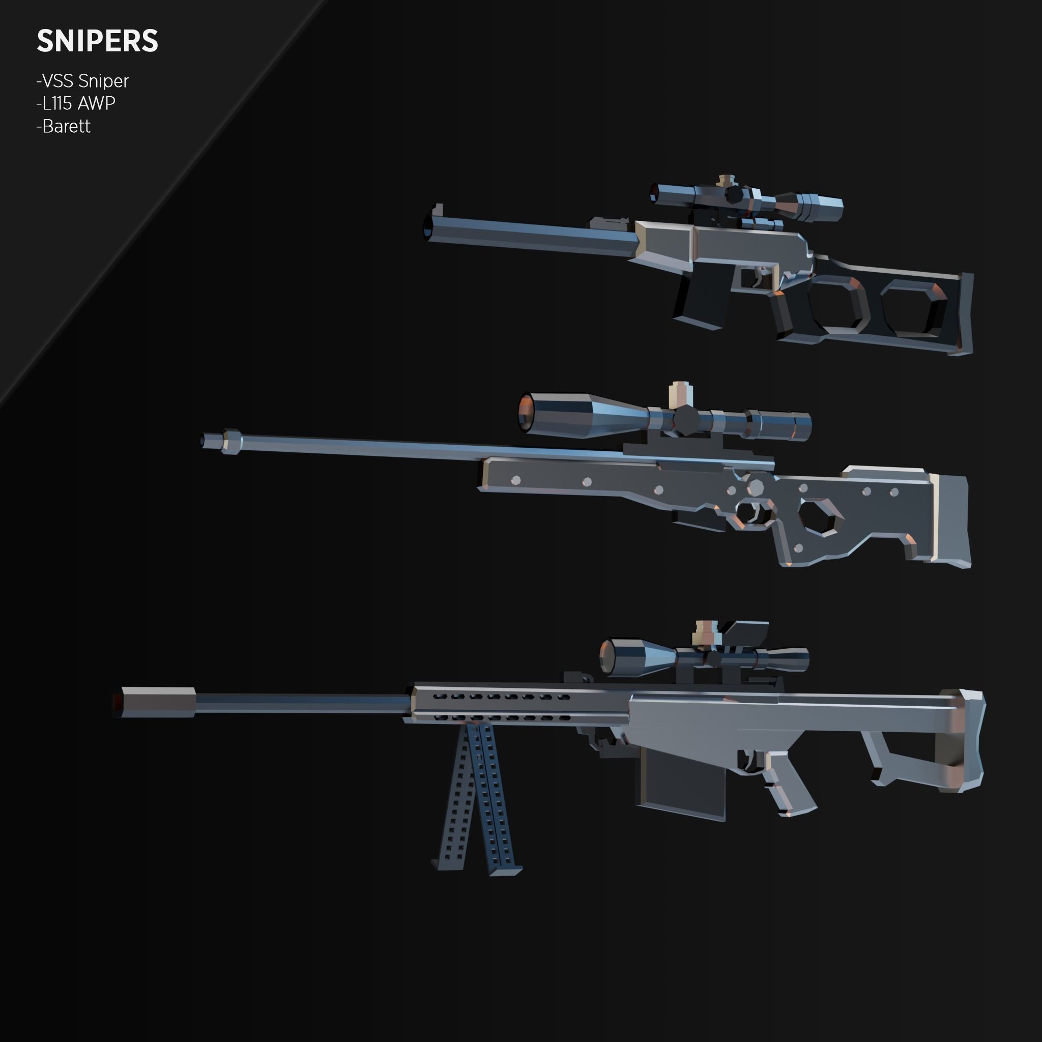 Low Poly Weapon Asset Pack Free low-poly 3D model_3