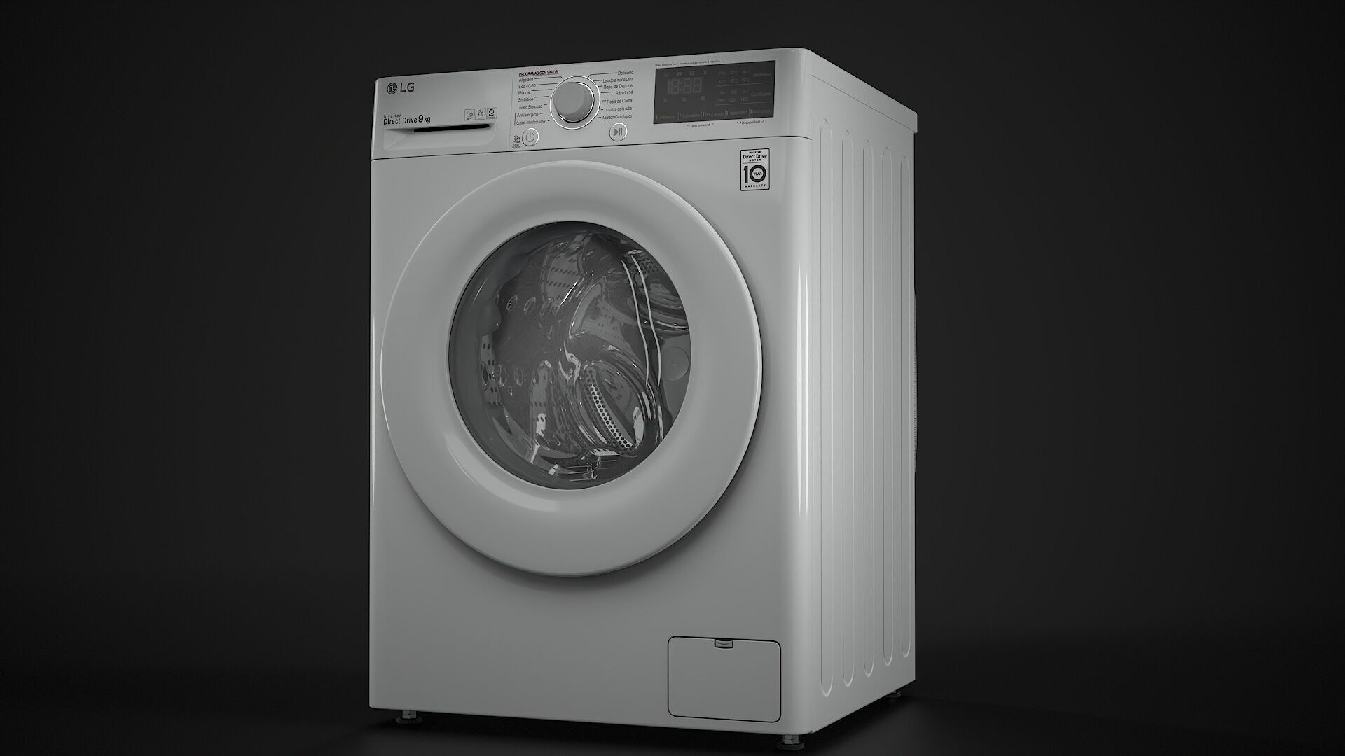 Washing machine with LG branding 3D model_4