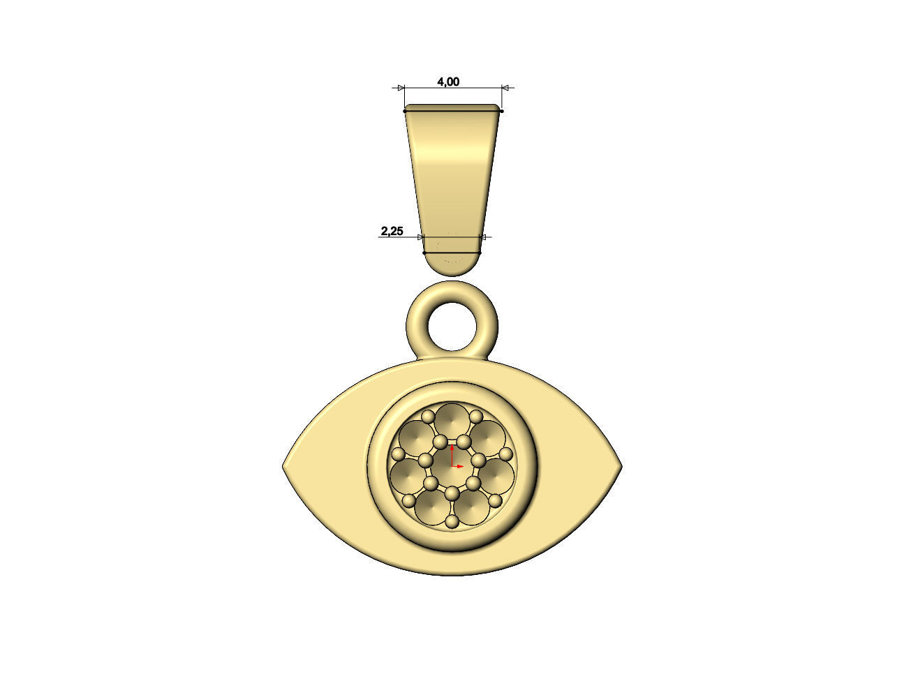 Evil eye diamond cluster pendant charm with bail 3D print model_7