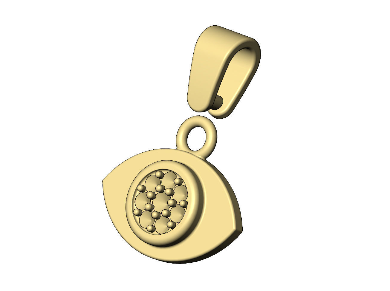 Evil eye diamond cluster pendant charm with bail 3D print model_4