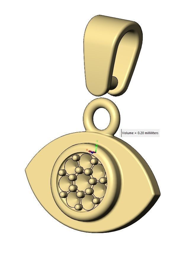 Evil eye diamond cluster pendant charm with bail 3D print model_13