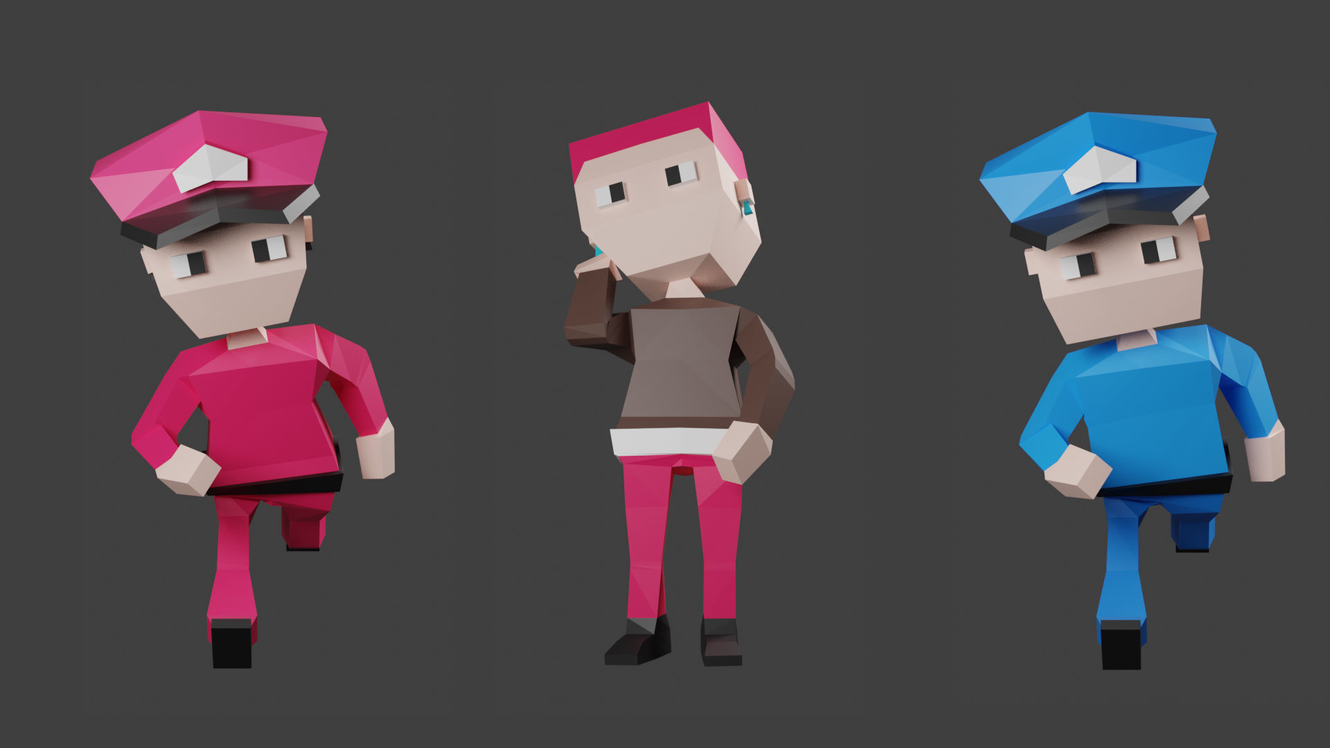 Low poly characters pack 3d model Low-poly 3D model_3