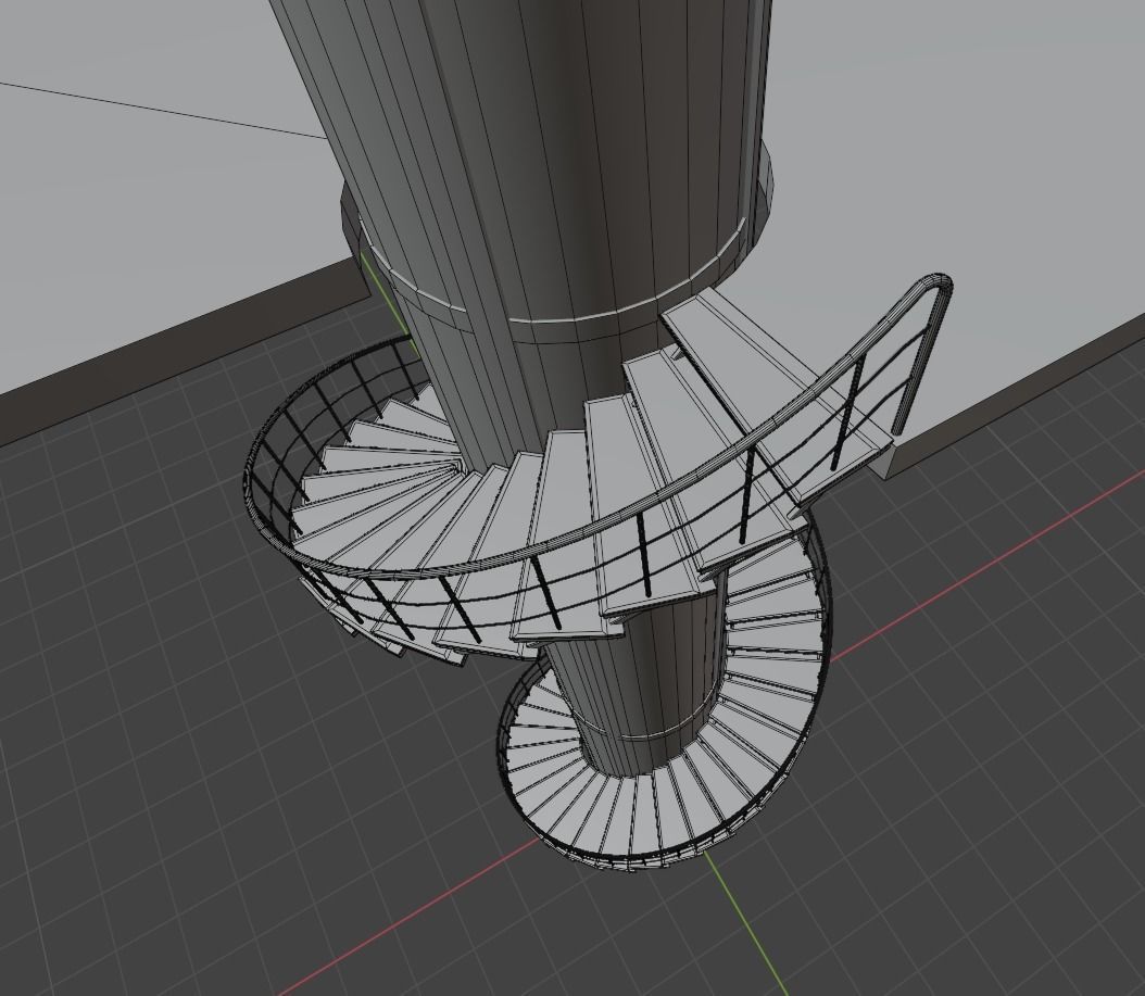 Elevator and stairs Low-poly 3D model_17