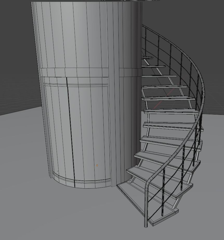 Elevator and stairs Low-poly 3D model_13
