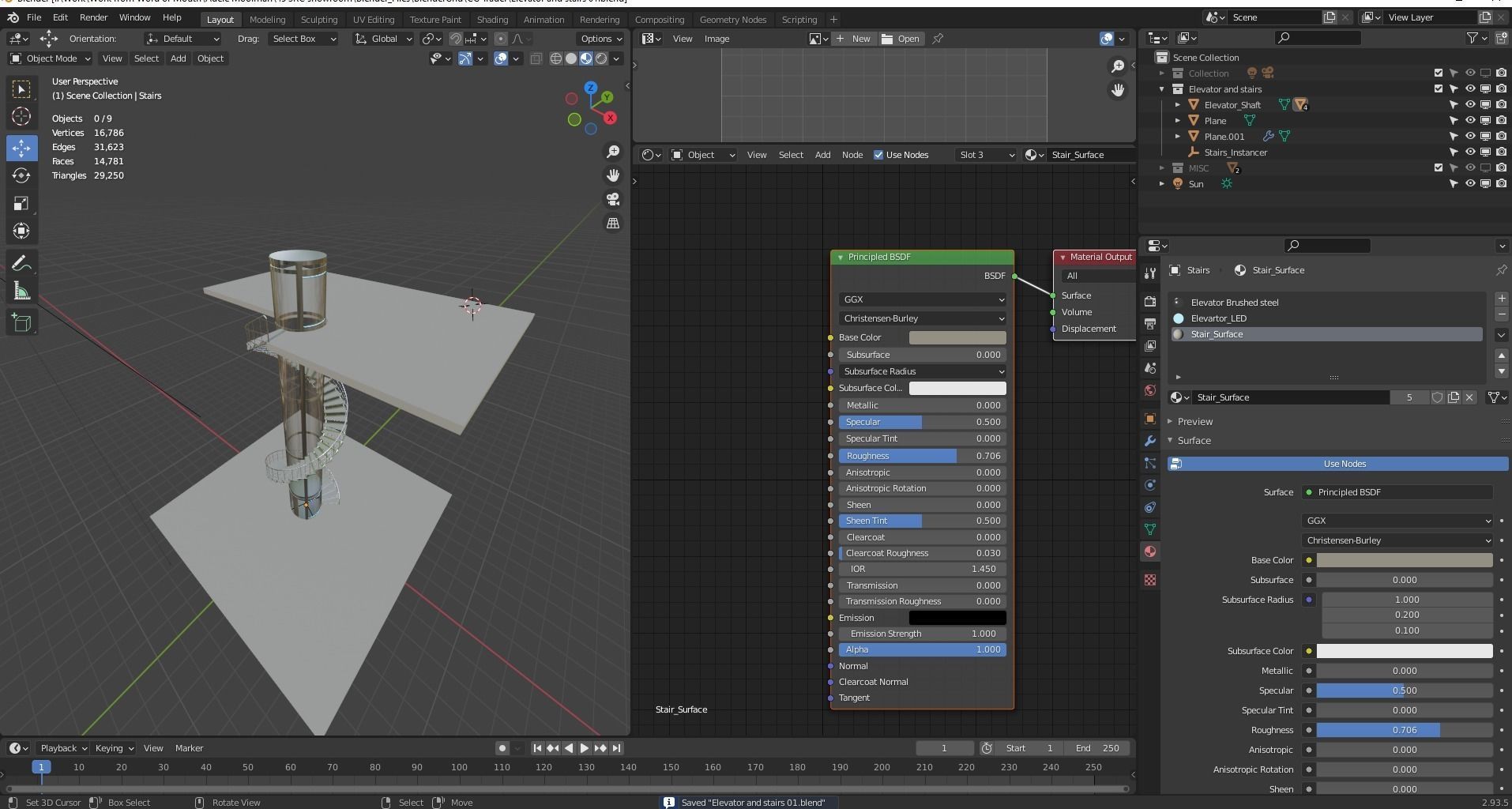 Elevator and stairs Low-poly 3D model_21