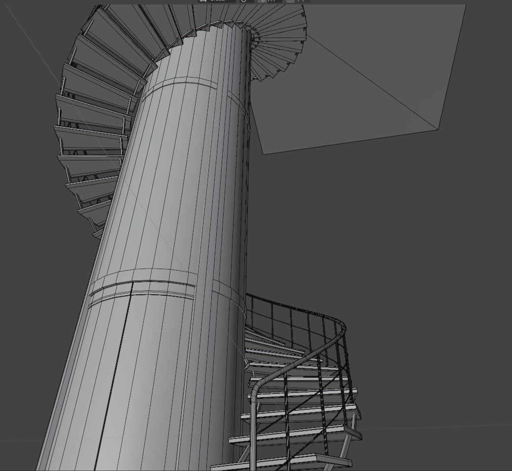 Elevator and stairs Low-poly 3D model_16