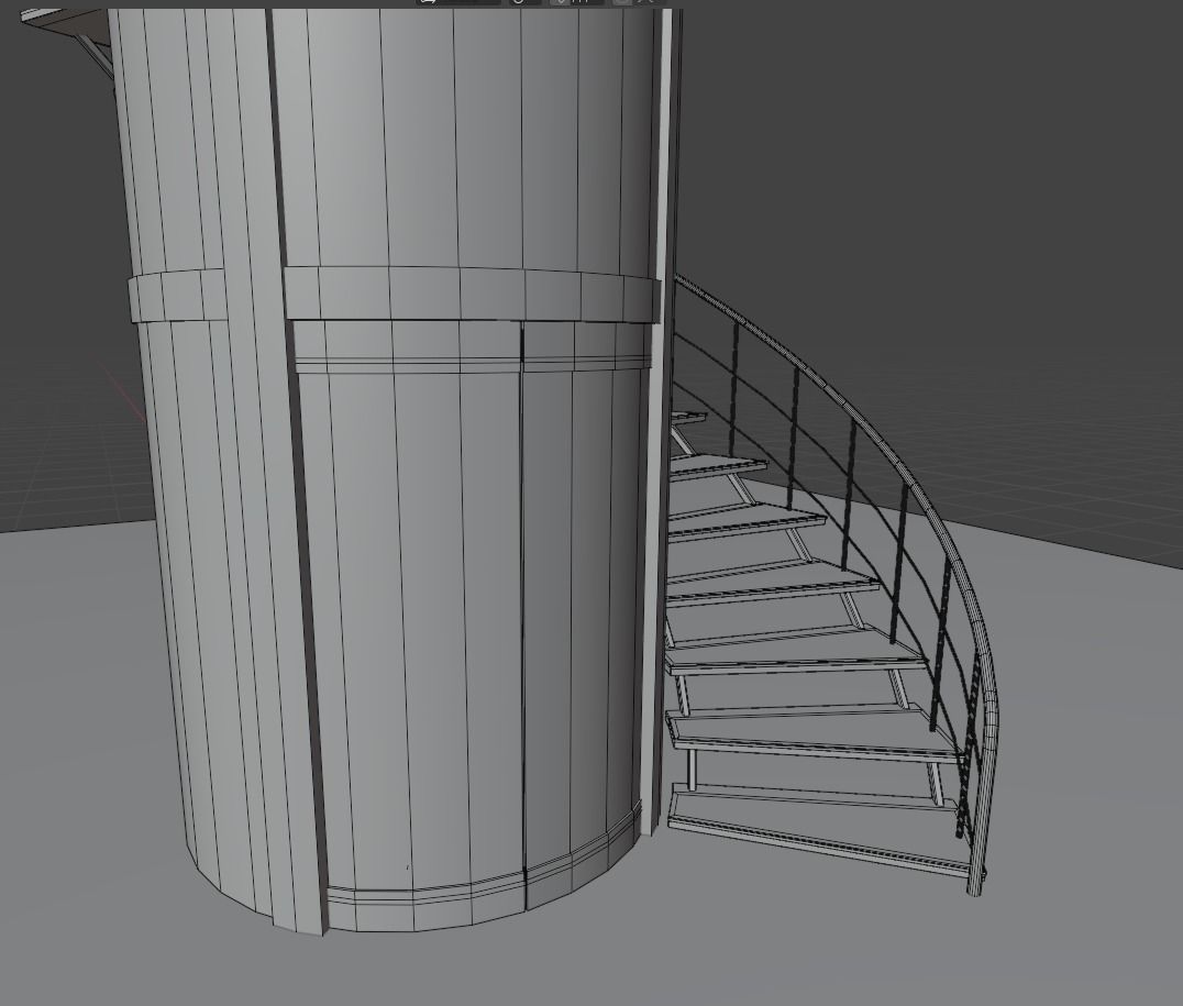 Elevator and stairs Low-poly 3D model_15