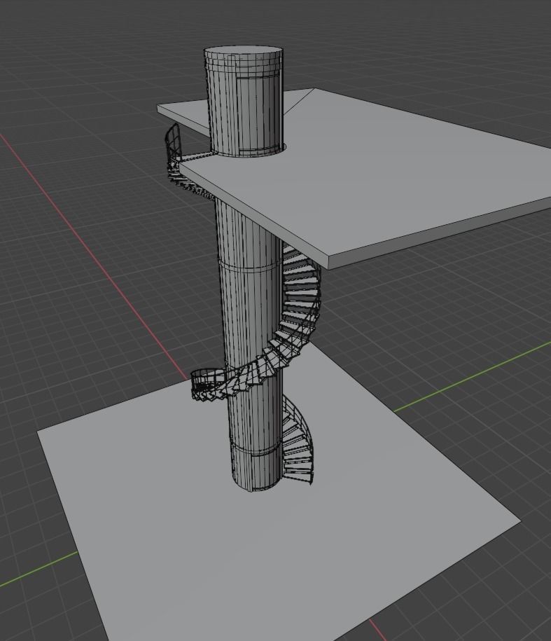Elevator and stairs Low-poly 3D model_14