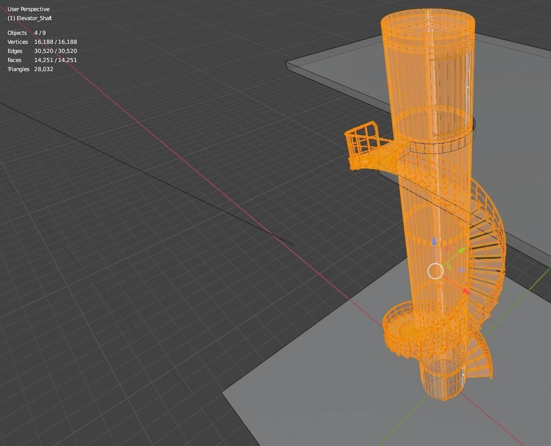 Elevator and stairs Low-poly 3D model_20