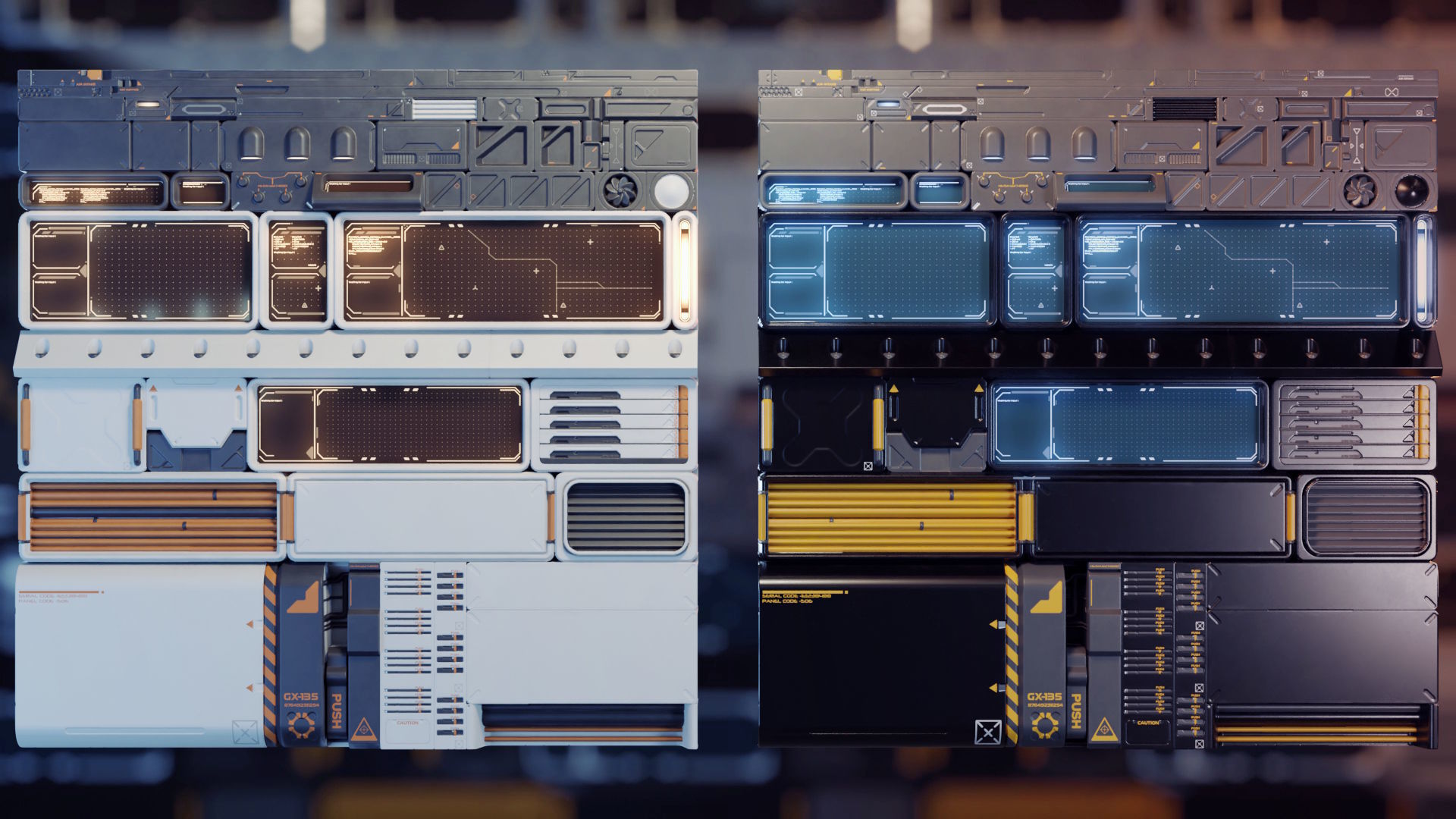 Sci-fi trim sheet 3D model_4