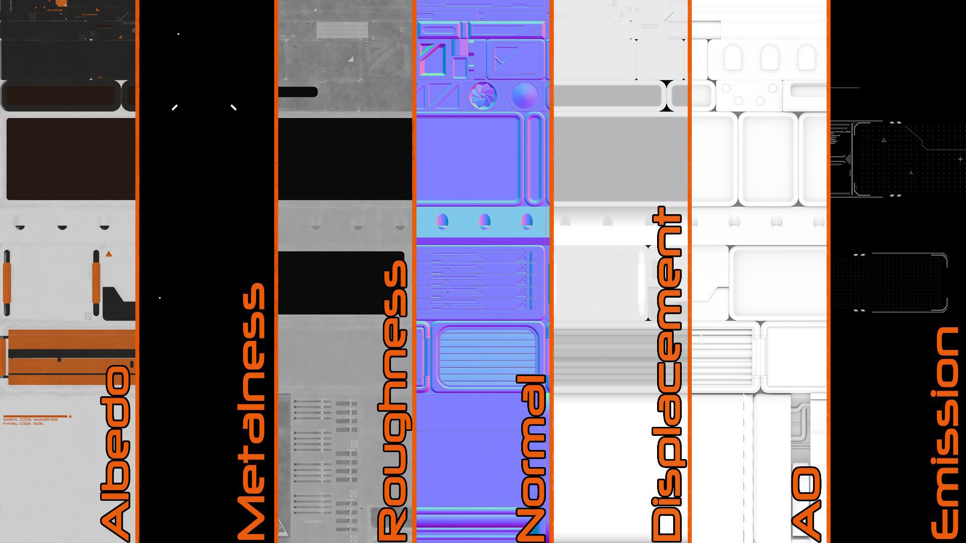 Sci-fi trim sheet 3D model_5