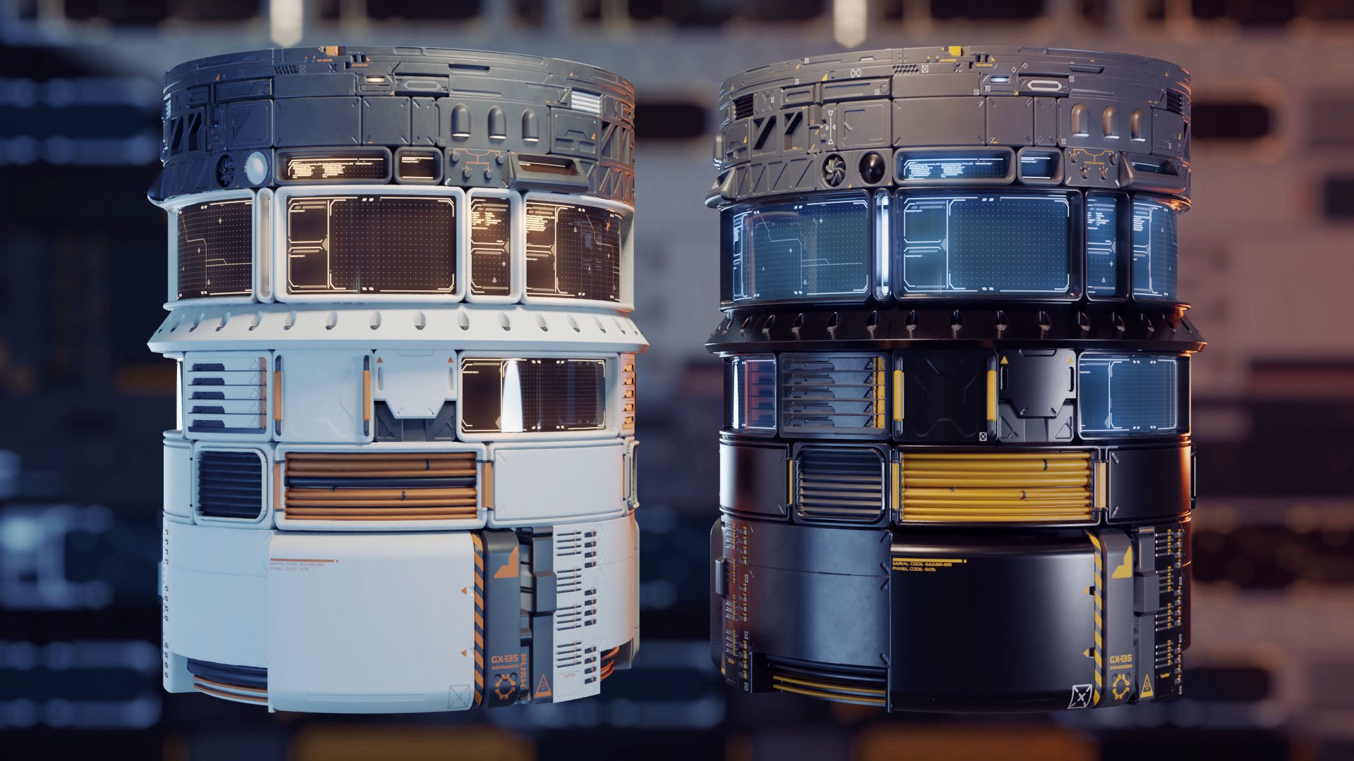 Sci-fi trim sheet 3D model_3