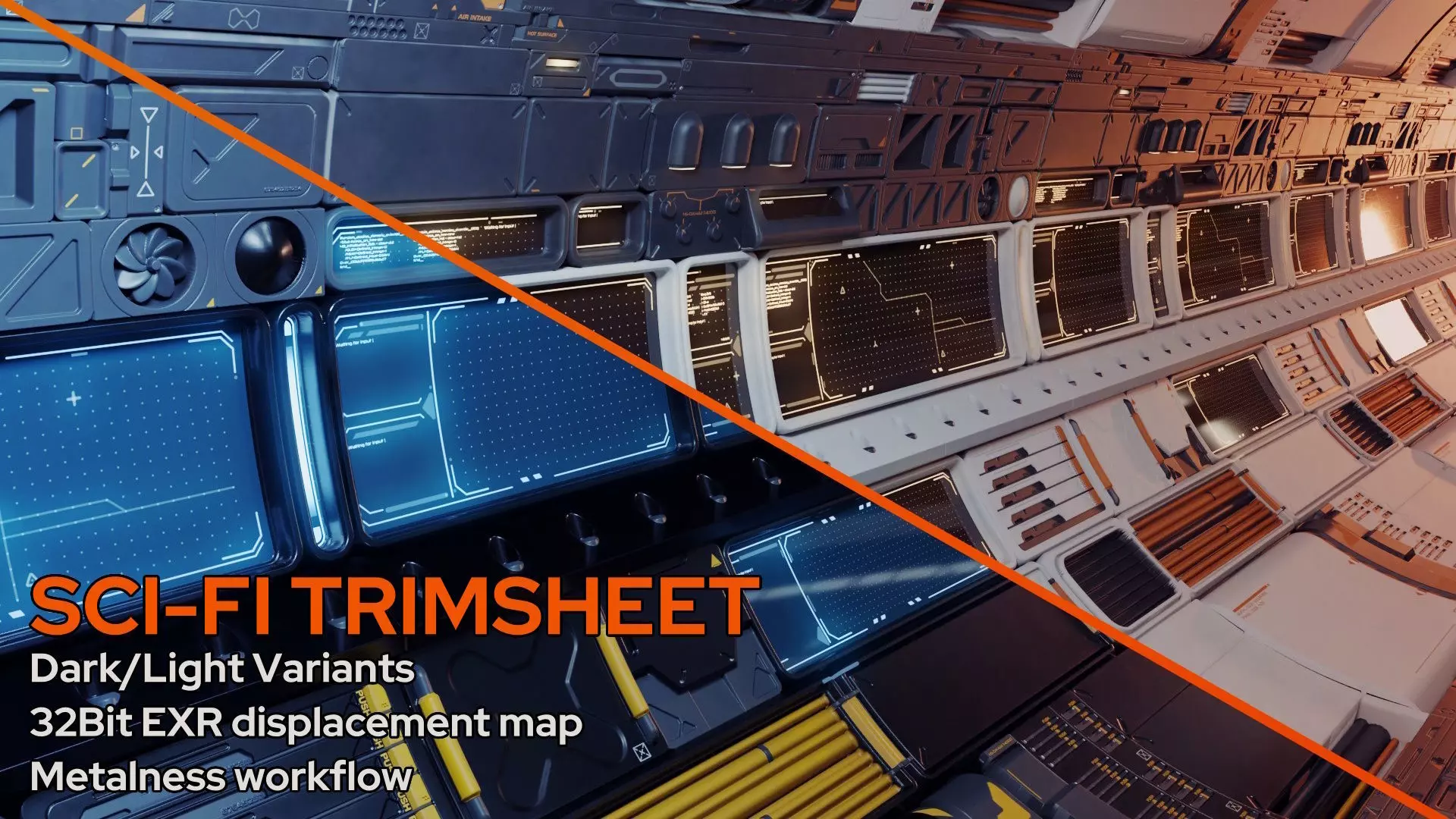 Sci-fi trim sheet 3D model_0