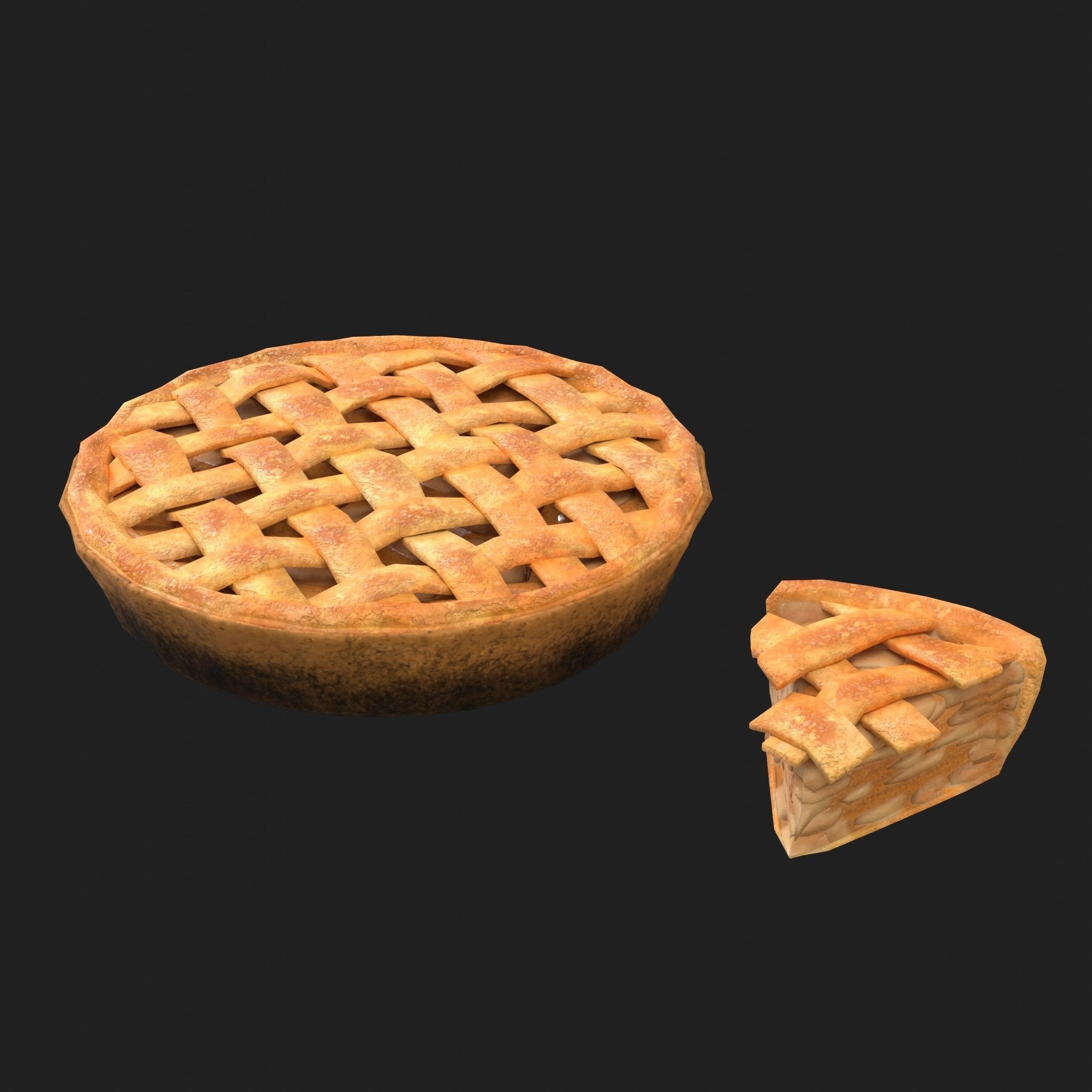 Baked Goods - Bread Cookie Pie Potica 8 Piece Set Low-poly 3D model_7