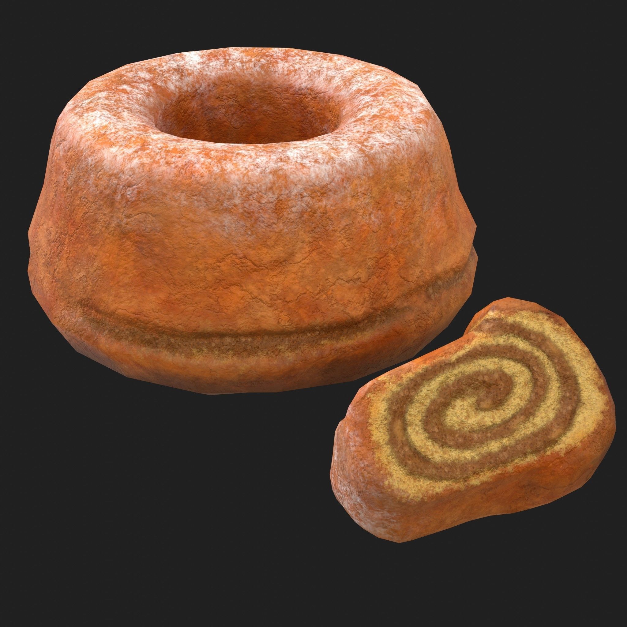 Baked Goods - Bread Cookie Pie Potica 8 Piece Set Low-poly 3D model_11