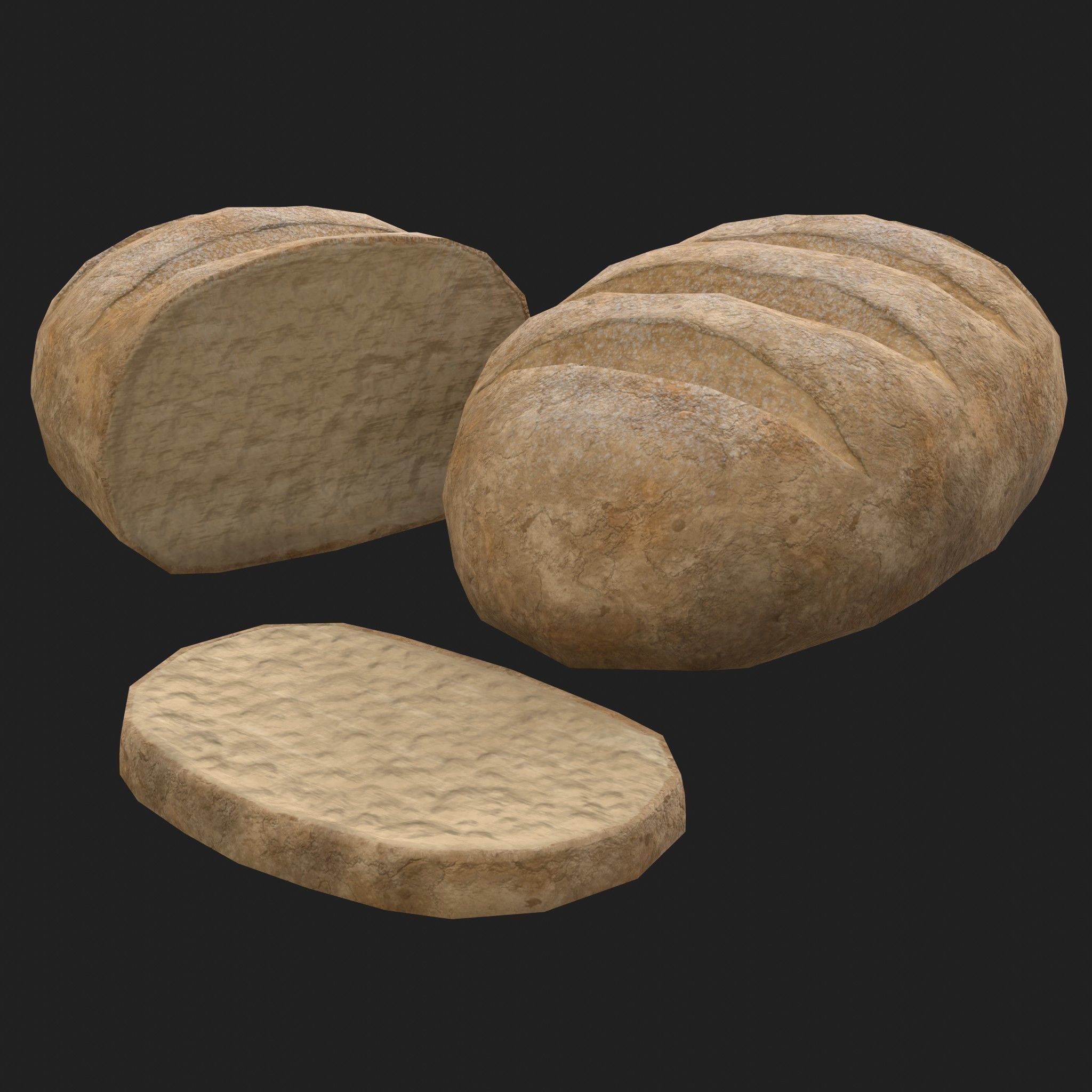 Baked Goods - Bread Cookie Pie Potica 8 Piece Set Low-poly 3D model_1