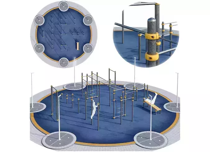 Sports ground with pull up bars Round