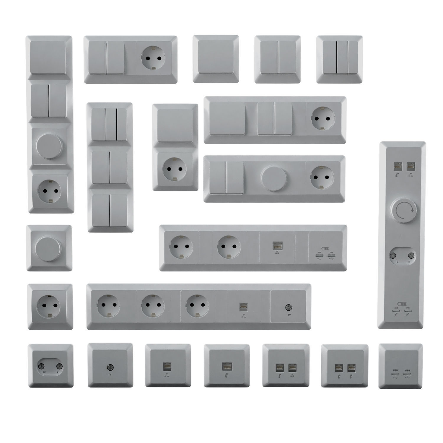 Sockets and switches Schneider Electric Glossa 3D model_1