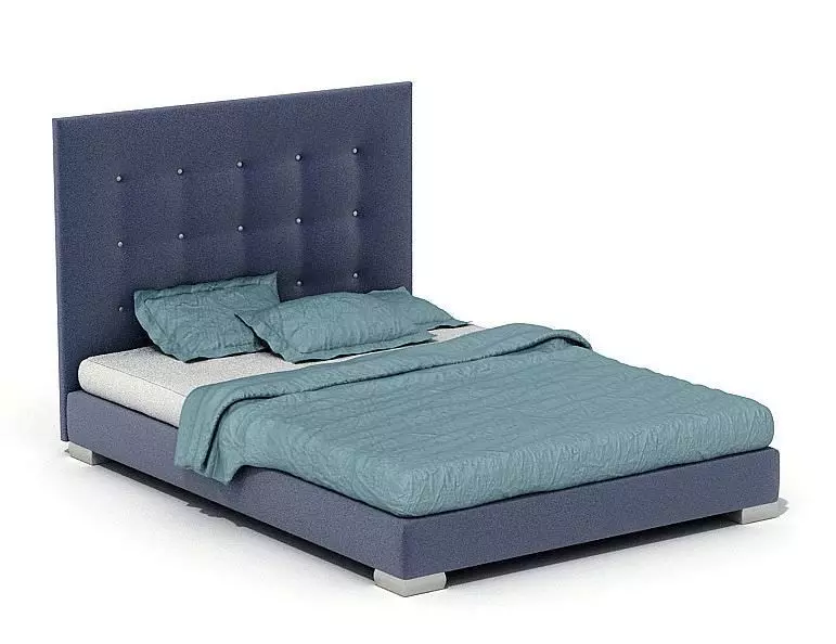 Bed With Blanket And Three Pillow 3D model