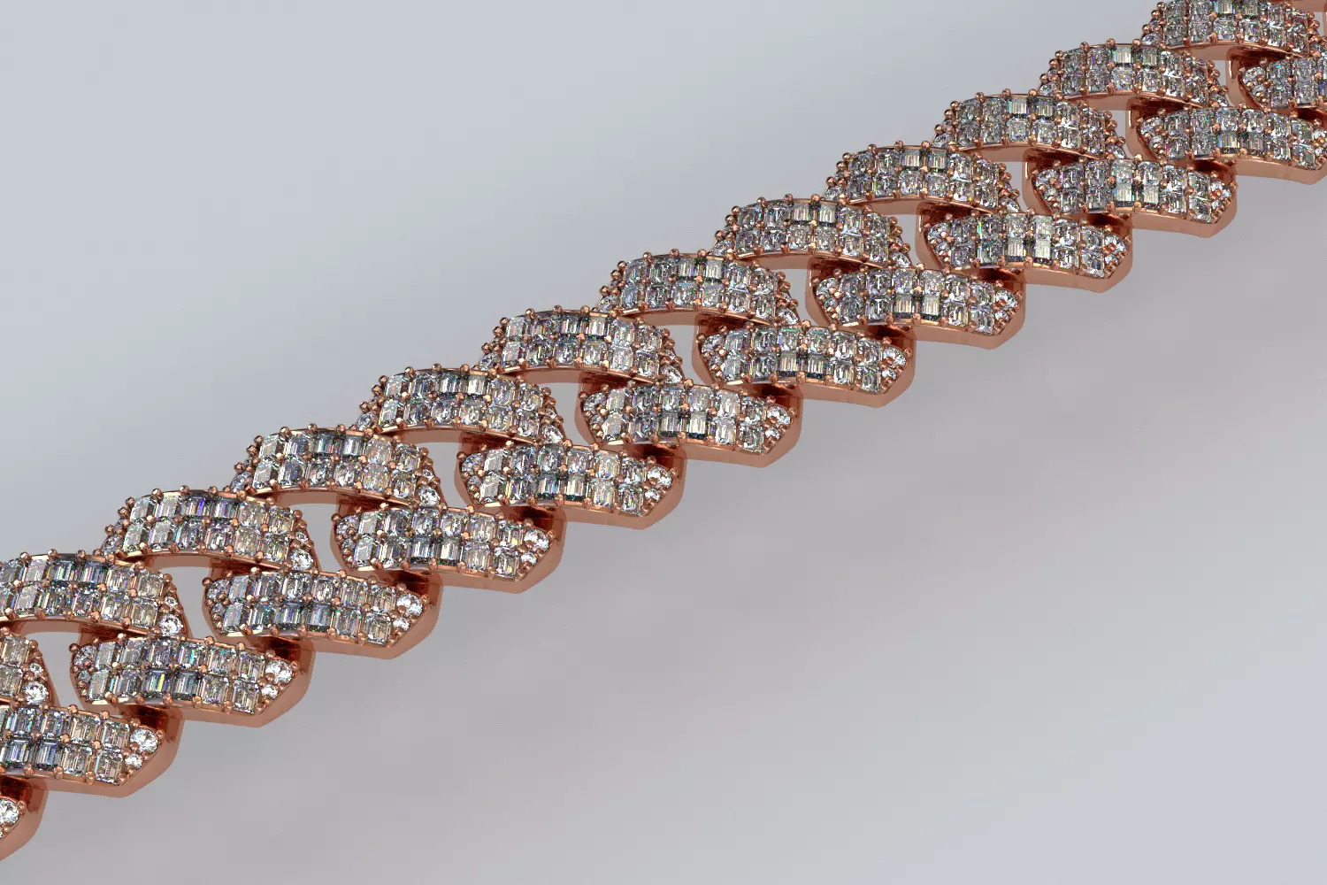 cubic chain with baguettes 3D print model_0