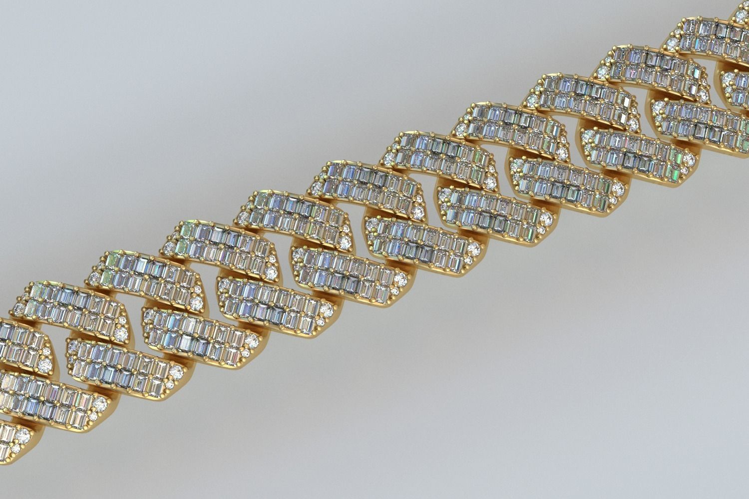 cubic chain with baguettes 3D print model_4