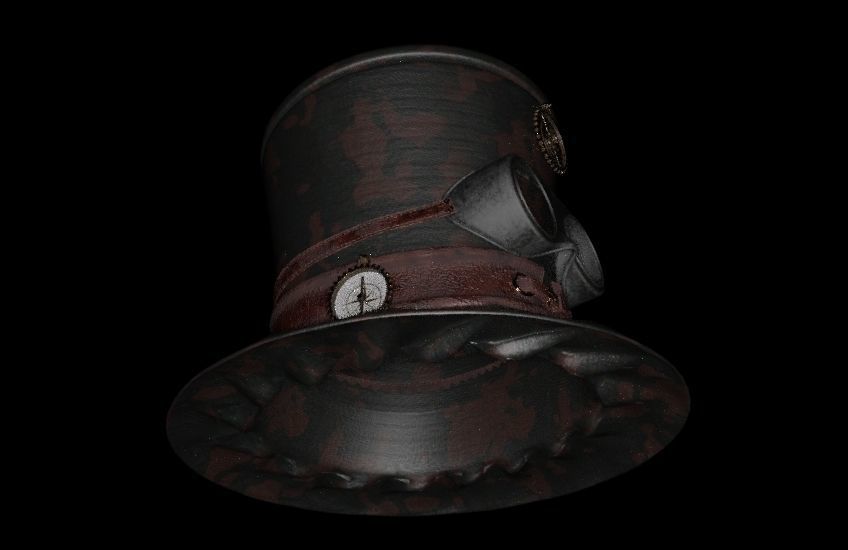 Steampunk Hat old style card Low-poly 3D model_2