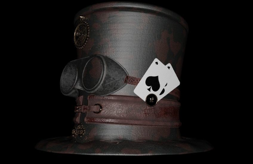 Steampunk Hat old style card Low-poly 3D model_3