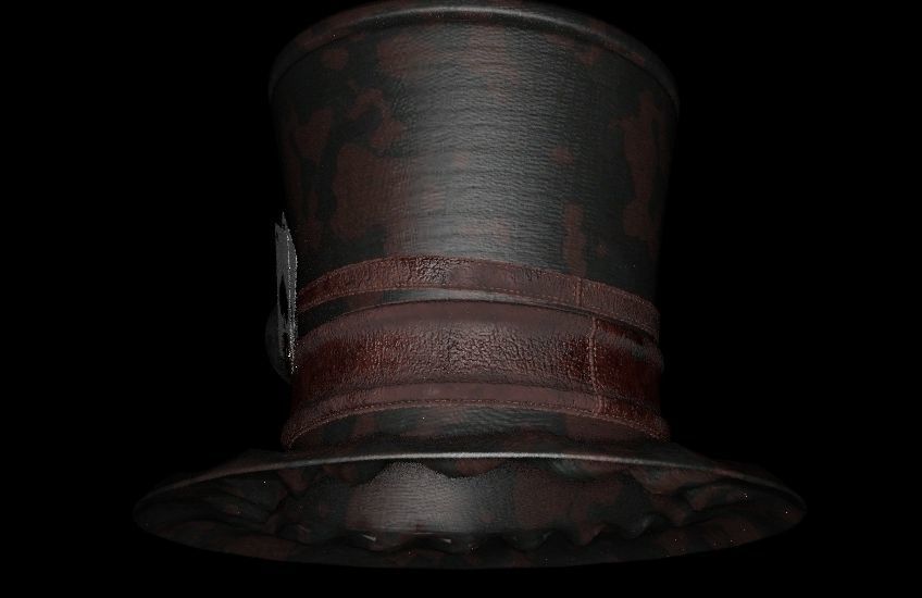 Steampunk Hat old style card Low-poly 3D model_4