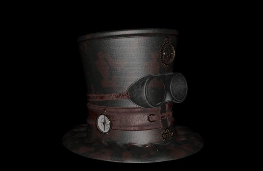 Steampunk Hat old style card Low-poly 3D model_1