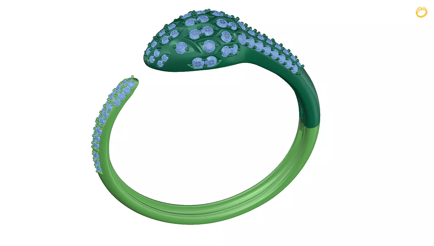 bracelet snake ring with flowers 3D print model_0