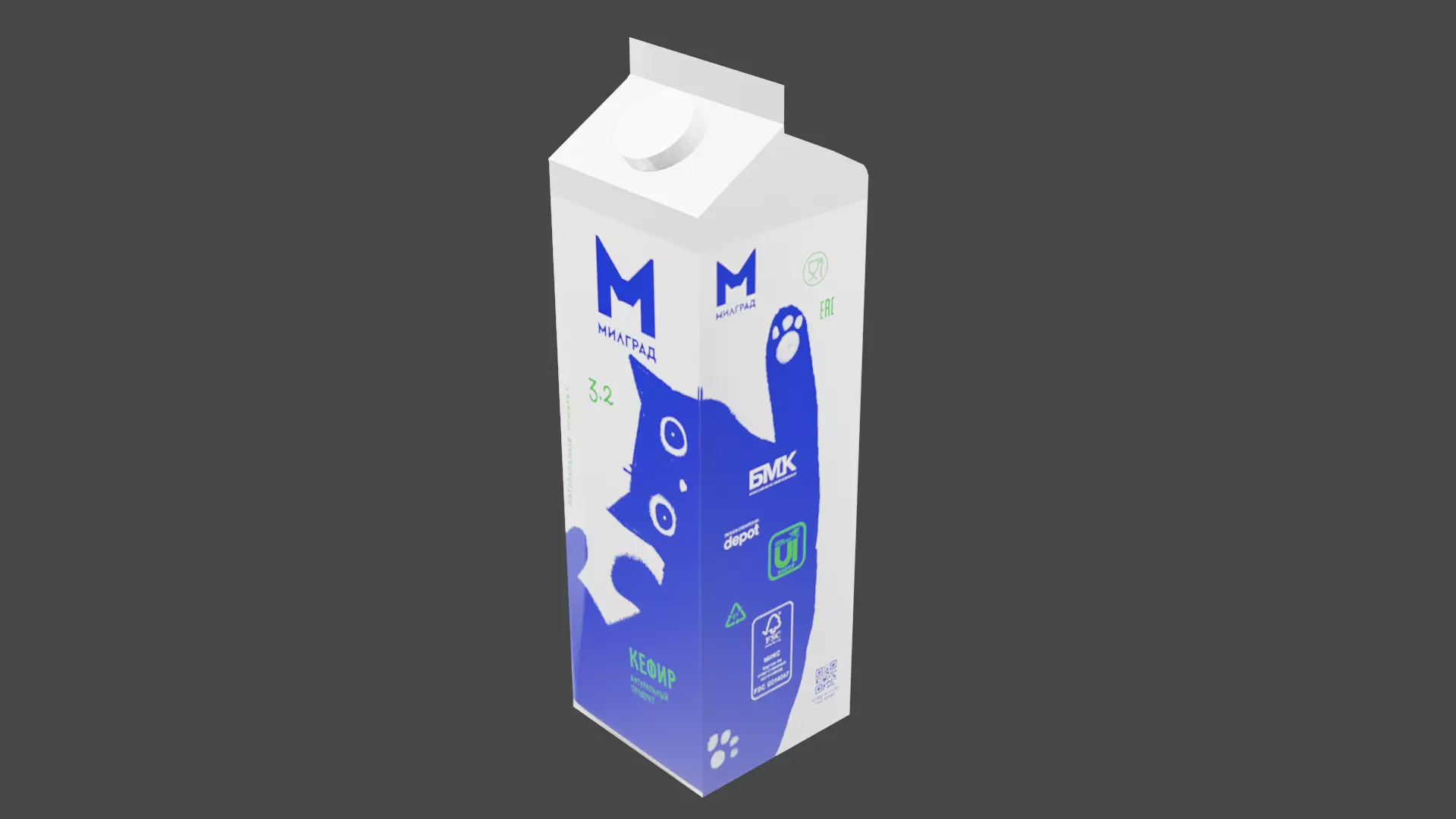 kefir candle with design Low-poly 3D model