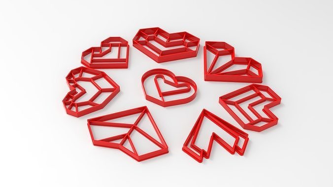 heart cookie cutter kit 3d print model 3D print model