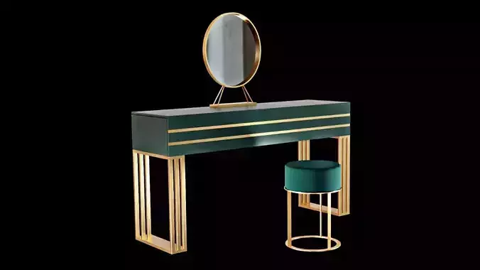 Table-chair emerald dressing table and stool