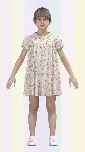 girls smocked party dress Low-poly 3D model