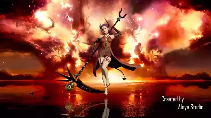 Female Scythe Demon - 3D game ready character