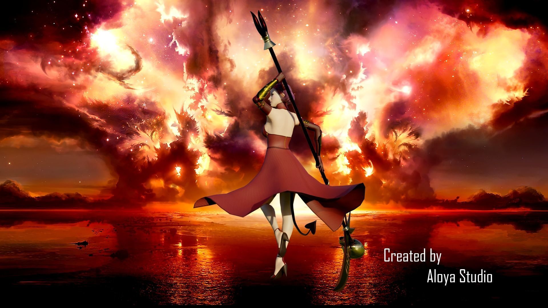 Female Scythe Demon - 3D game ready character Low-poly 3D model_5