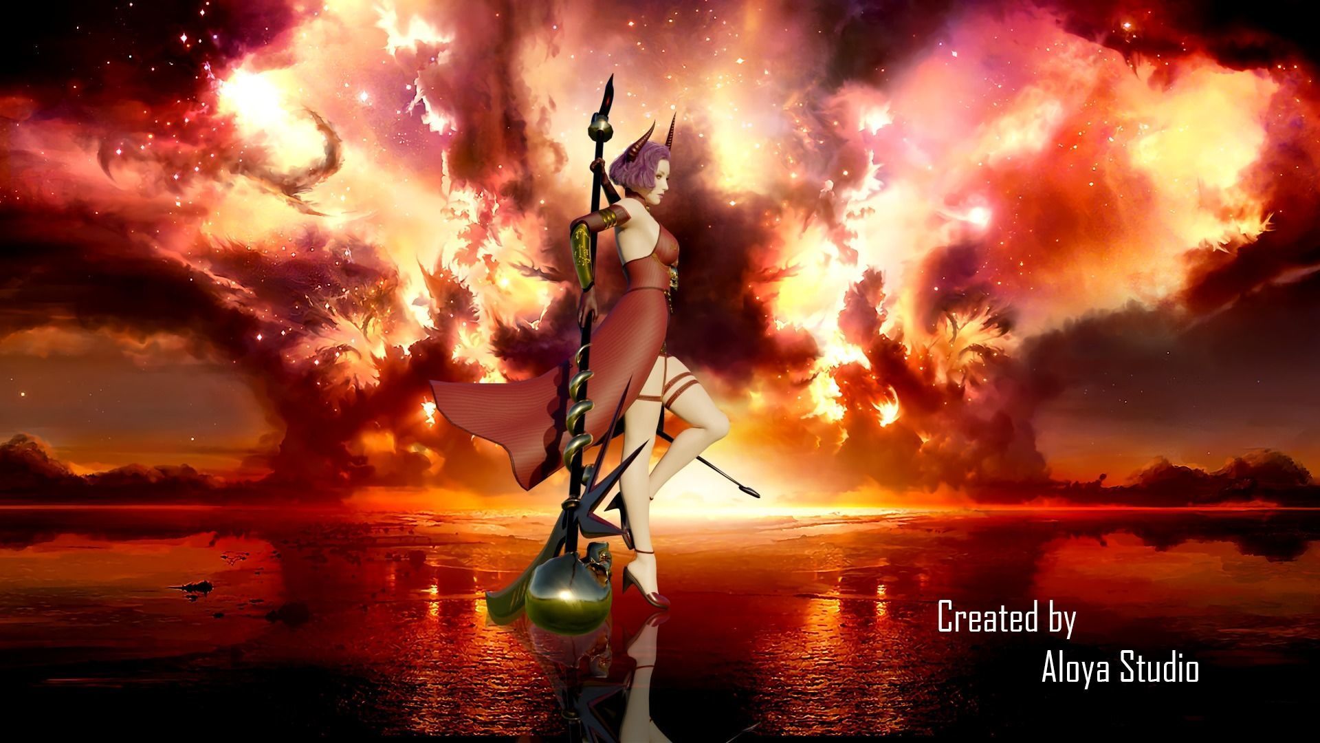 Female Scythe Demon - 3D game ready character Low-poly 3D model_2