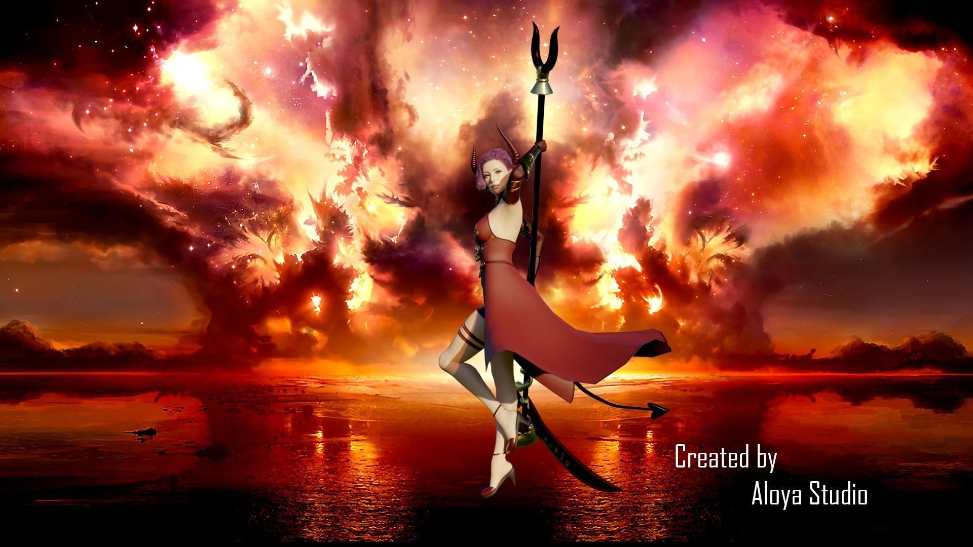 Female Scythe Demon - 3D game ready character Low-poly 3D model_6