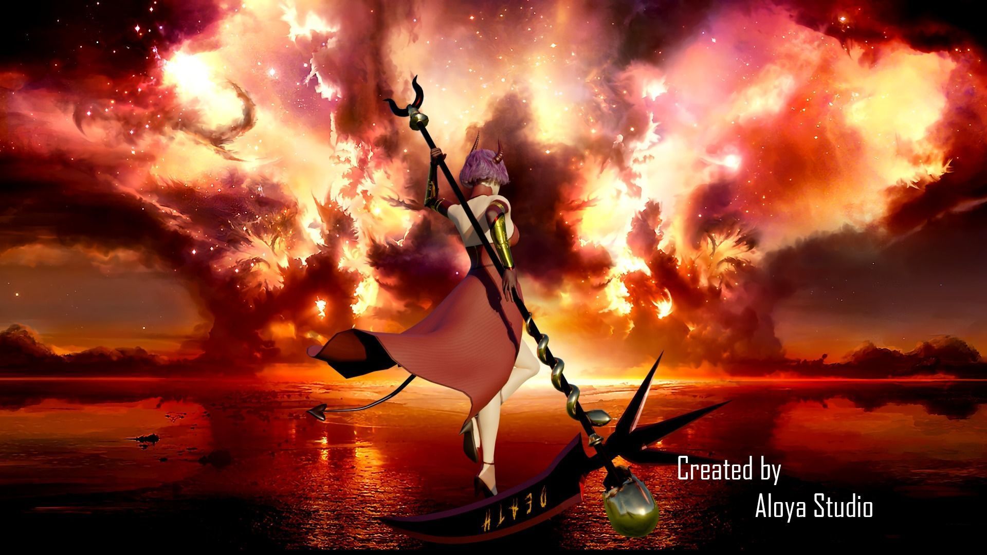 Female Scythe Demon - 3D game ready character Low-poly 3D model_3