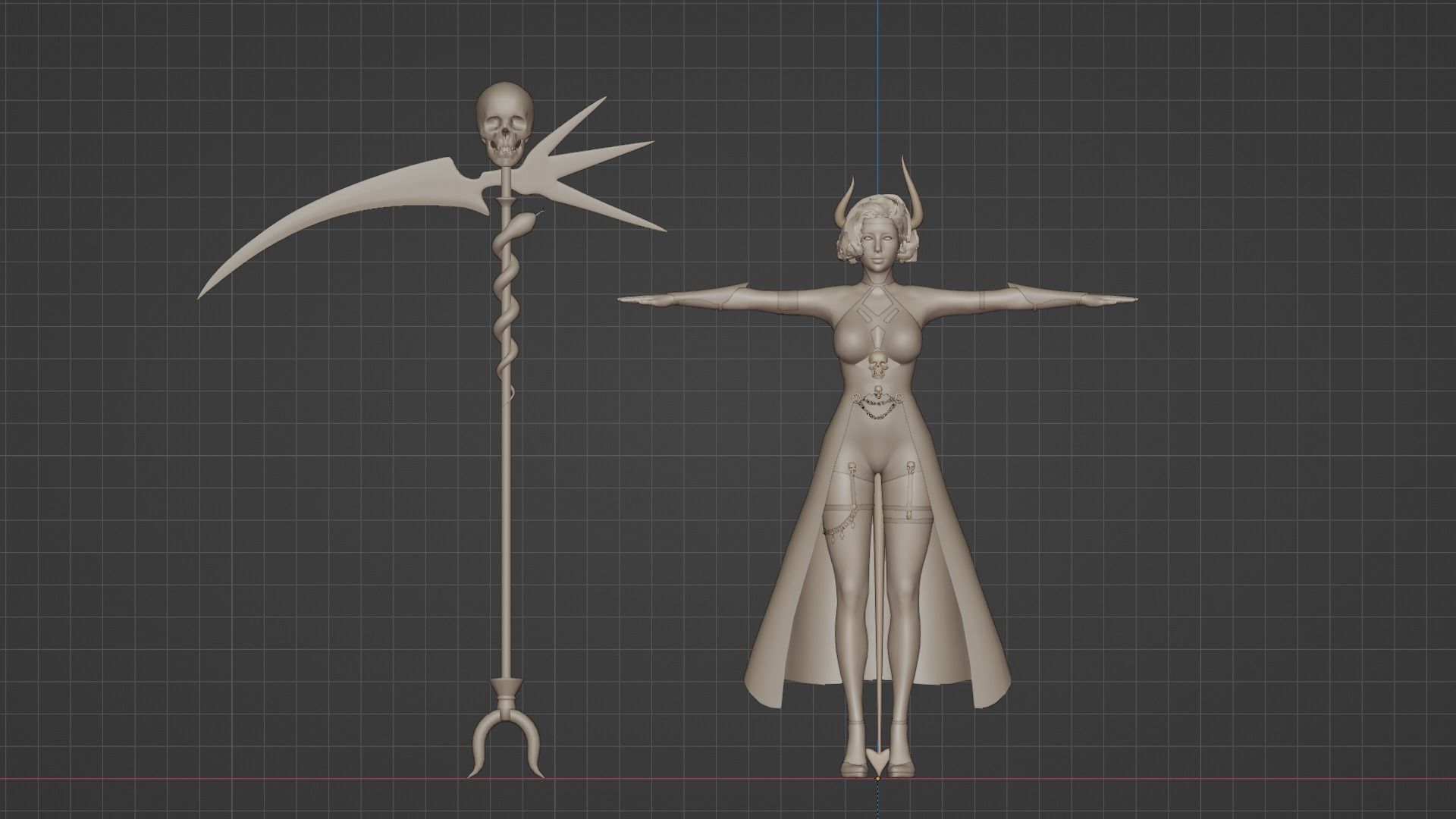 Female Scythe Demon - 3D game ready character Low-poly 3D model_13