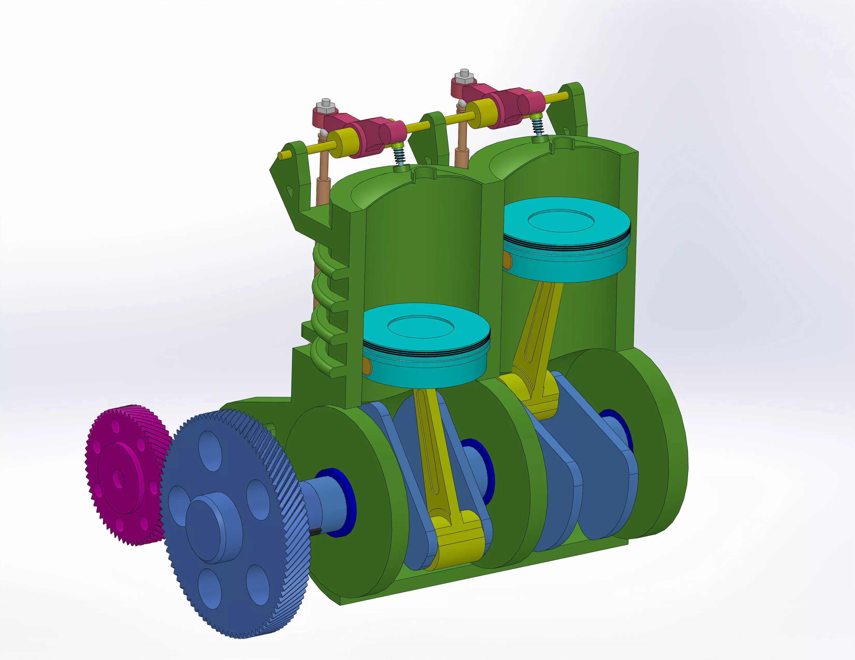 Two Cylinder Engine 3D model