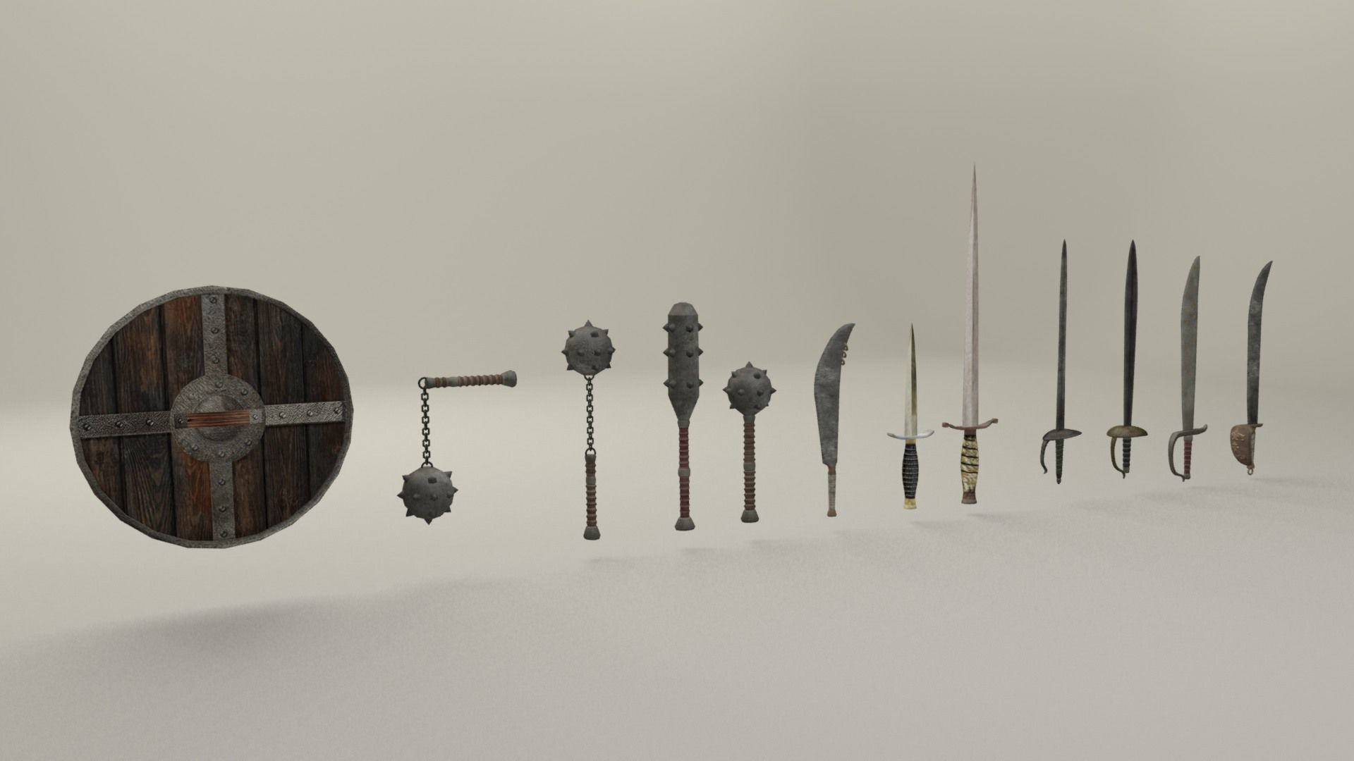 Melee weapons and swords Low-poly 3D model_5