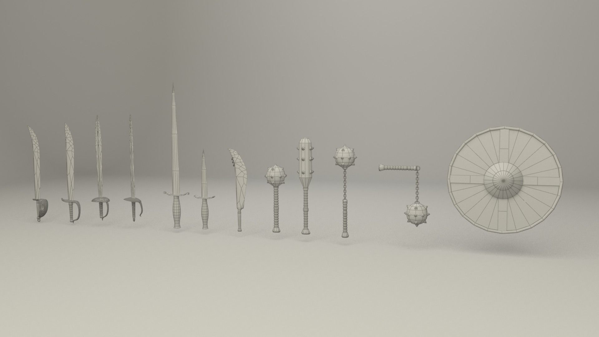 Melee weapons and swords Low-poly 3D model_7