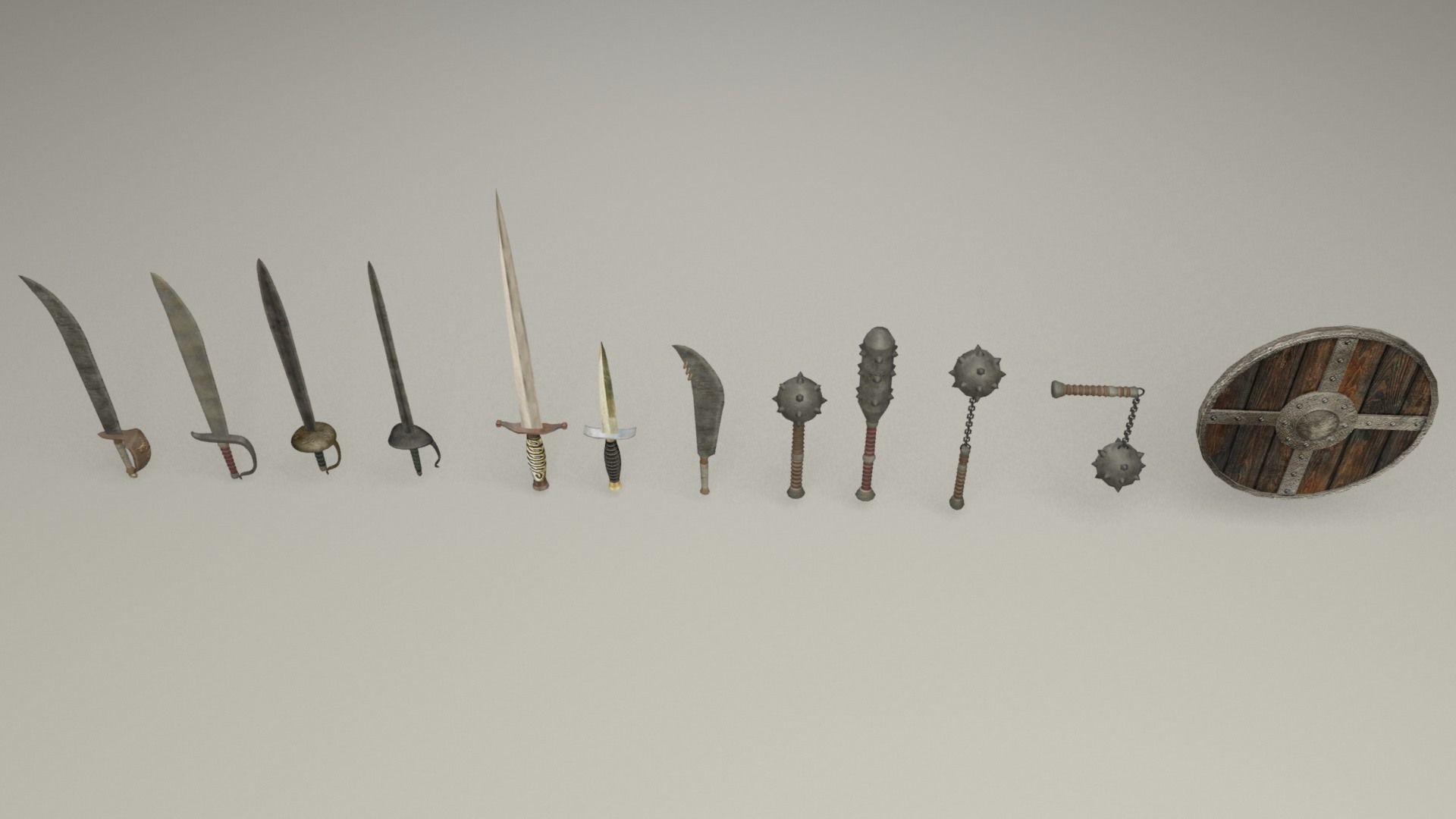 Melee weapons and swords Low-poly 3D model_8