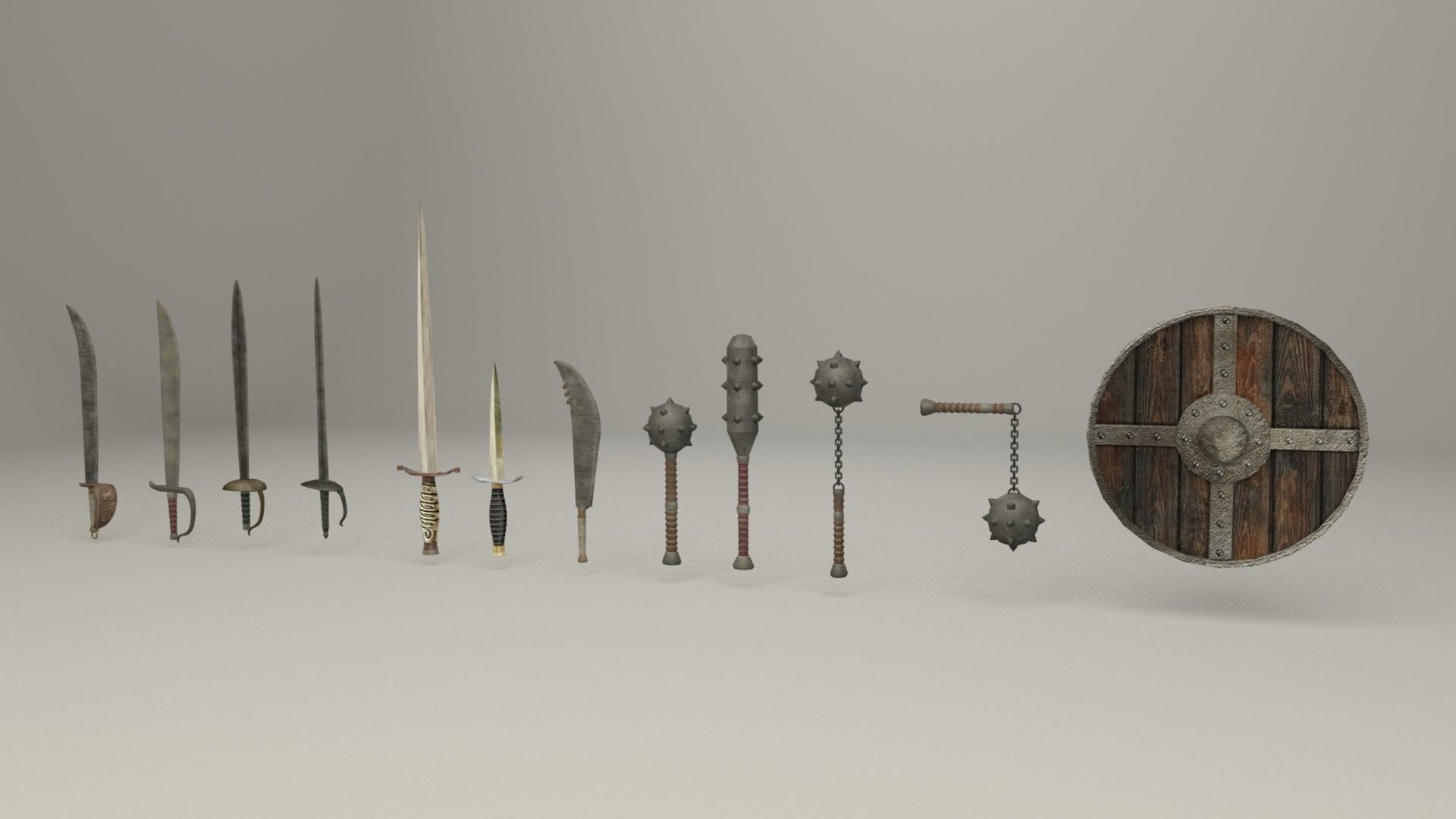 Melee weapons and swords Low-poly 3D model_6