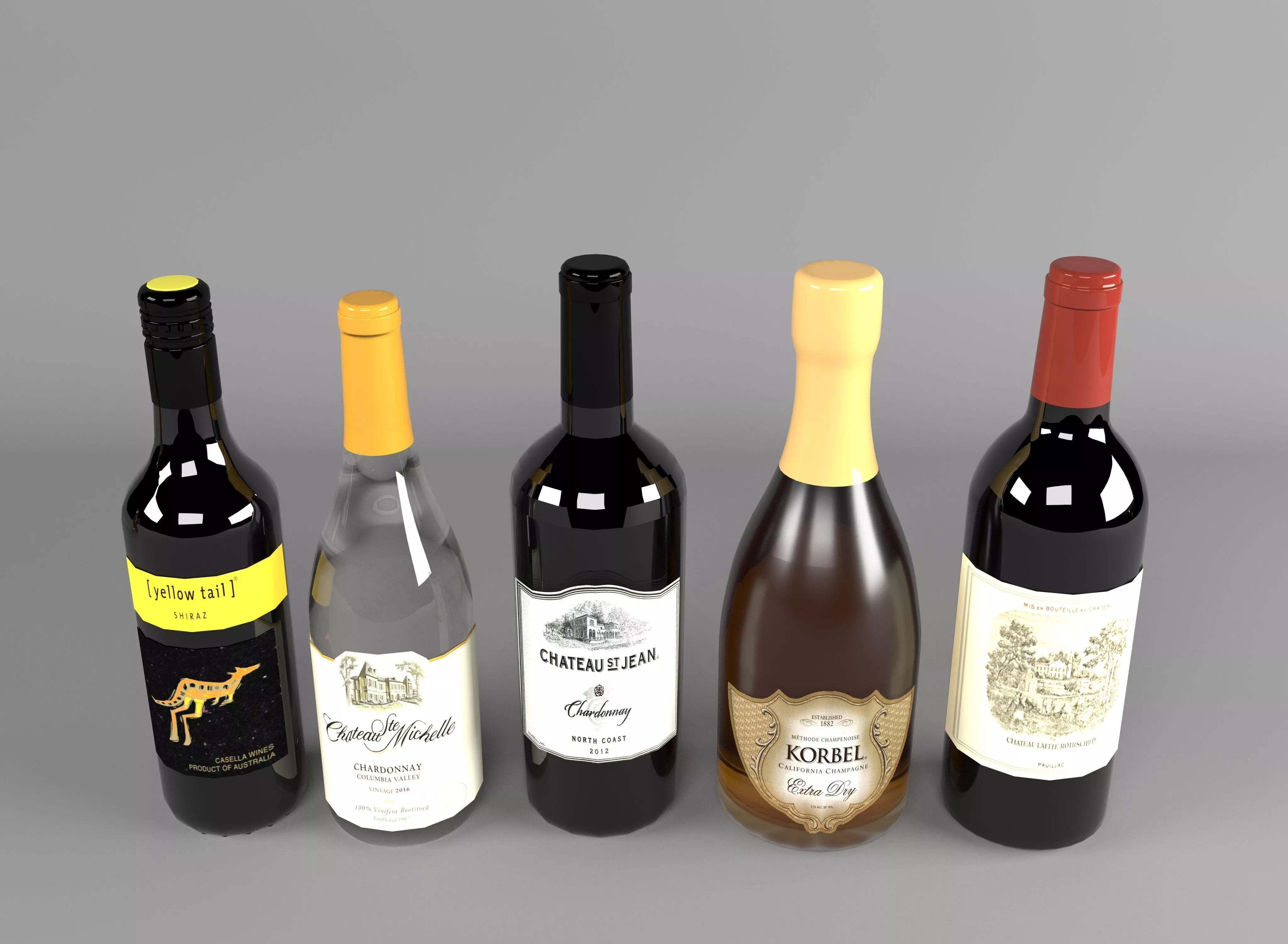 Wine colletion Low-poly 3D model